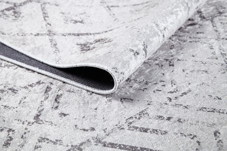 Gri Modern Geometrik Desenli Salon Halısı Kaymaz Tabanda Koridor Eskitme