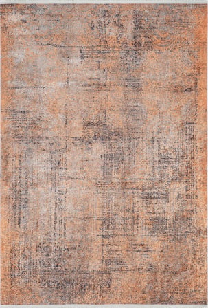 Turuncu Soyut Desenli Kaymaz Tabanlı Salon Halısı Modern Koridor