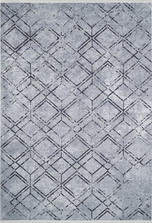 Gri Salon Halısı Modern Geometrik Dijital Baskı Kaymaz Taban