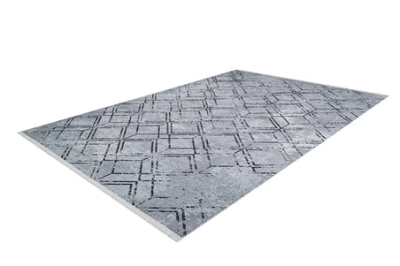 Gri Salon Halısı Modern Geometrik Dijital Baskı Kaymaz Taban