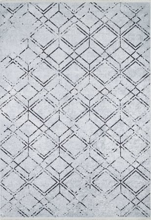 Gri Modern Geometrik Desenli Kaymaz Taban Salon Halısı Koridor Modeli