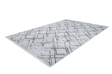 Gri Modern Geometrik Desenli Kaymaz Taban Salon Halısı Koridor Modeli