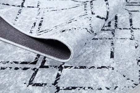 Gri Modern Geometrik Desenli Kaymaz Taban Salon Halısı Koridor Modeli