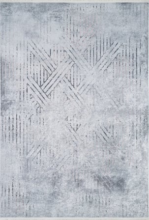 Gri Modern Geometrik Desenli Kaymaz Taban Salon Halısı Koridor