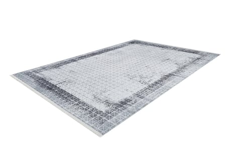 Gri Beyaz Geometrik Desenli Modern Salon Halısı Koridor Eskitme Vintage
