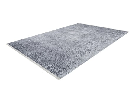 Gri Soyut Desenli Kaymaz Taban Salon Halısı Eskitme Modern Koridor