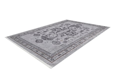 Gri Geometrik Desenli Kaymaz Taban Dijital Baskı Salon Halısı