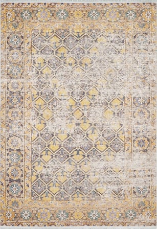 Kirli Beyaz Sarı Geometrik Desenli Dijital Baskı Halı Salon Koridor Uyumu