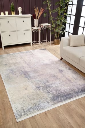 Gri Soyut Desenli Salon Halısı Dijital Baskı Kaymaz Tabanda Modern Seri