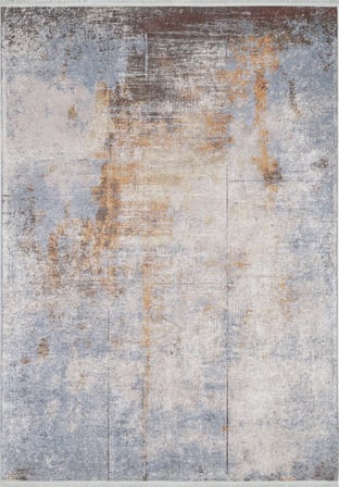 Gri Krem Modern Soyut Desenli Salon Halısı Kaymaz Taban Koridor