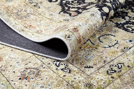 Krem Dijital Baskı Kaymaz Taban Salon Halısı Klasik Koridor Eskitme Vintage