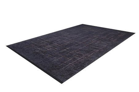 Siyah Modern Geometrik Desenli Kaymaz Tabanlı Salon Halısı Koridor