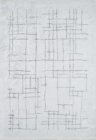 Gri Modern Geometrik Desenli Kaymaz Tabanlı Salon Halısı Koridor