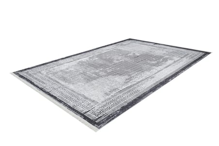 Gri Eskitme Geometrik Desenli Kaymaz Tabanlı Salon Halısı Koridor