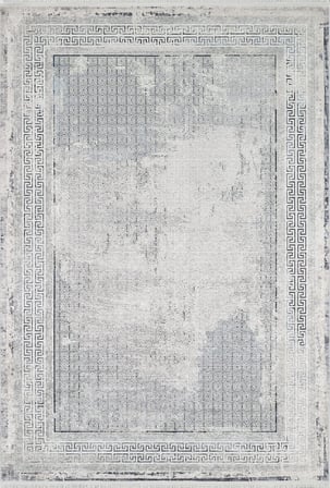 Gri Salon Halısı Dijital Baskı Geometrik Desenli Kaymaz Taban