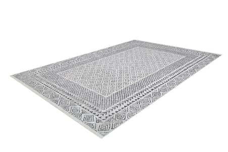 Gri Geometrik Desenli Kaymaz Taban Salon Halısı Dijital Baskı Modern