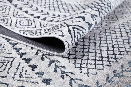 Gri Geometrik Desenli Kaymaz Taban Salon Halısı Dijital Baskı Modern