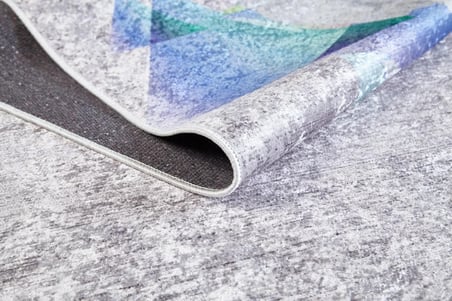 Antrasit Gri Mavi Modern Geometrik Dijital Baskı Halı Koridor Tipi