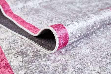 Pembe Gri Modern Dijital Baskı Kaymaz Taban Halı Koridor Mutfak