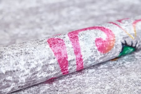 Pembe Gri Modern Dijital Baskı Kaymaz Taban Halı Koridor Mutfak
