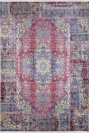 Bordo Desenli Eskitme Halı Kaymaz Taban Salon Halısı Koridor Tipi