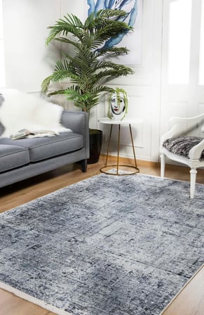 Antrasit Gri Soyut Desenli Kaymaz Tabanlı Modern Halı Koridor Tipi