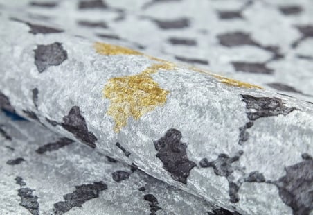 Gri Bohem Geometrik Desenli Kaymaz Taban Salon Halısı Koridor