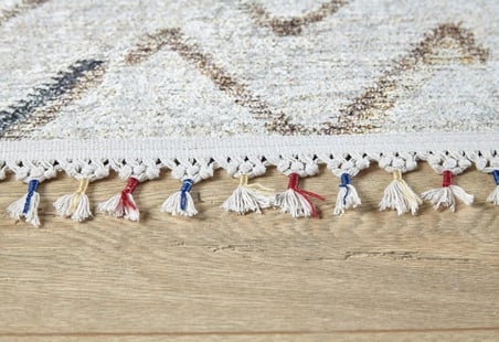 Krem Geometrik Desenli Salon Halısı Dijital Baskı Modern Koridor Tipi
