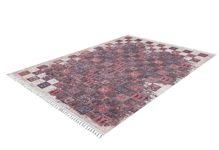 Kahverengi Geometrik Desenli Dijital Baskı Kaymaz Taban Halı