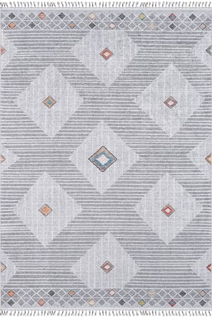 Gri Geometrik Desenli Modern Salon Halısı Dijital Baskı Koridor