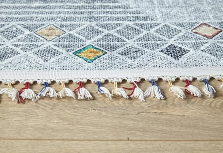 Gri Geometrik Desenli Modern Salon Halısı Dijital Baskı Koridor