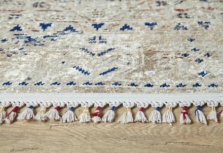 Krem Soyut Desenli Dijital Baskı Halı Kaymaz Tabanlı Koridor