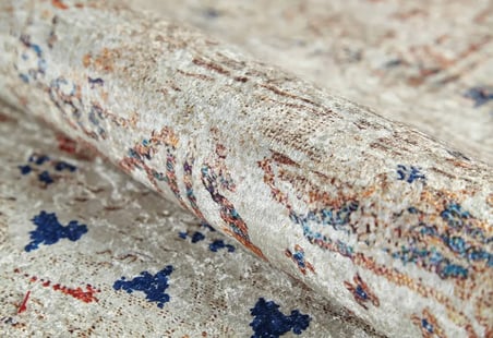 Krem Soyut Desenli Dijital Baskı Halı Kaymaz Tabanlı Koridor