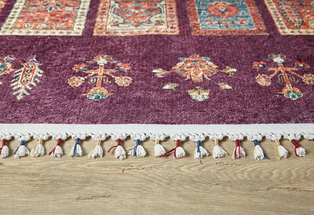 Çok Renkli Etnik Geometrik Desenli Dijital Baskı Kaymaz Tabanlı Salon Halısı