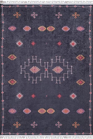 Antrasit Gri Geometrik Desenli Salon Halısı Dijital Baskı Koridor