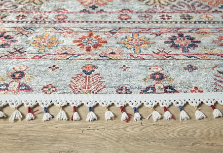 Gri Eskitme Salon Halısı Dijital Baskı Etnik Desenli Koridor Tipi