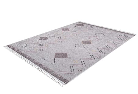 Gri Geometrik Desenli Kaymaz Taban Dijital Baskı Halı Koridor