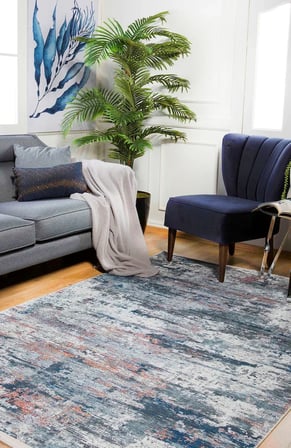 Gri Modern Soyut Desenli Salon Halısı Kaymaz Taban Koridor Eskitme Vintage