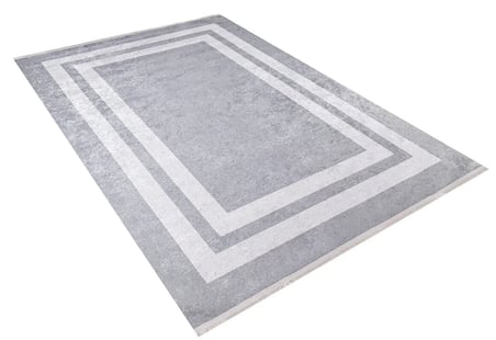 Gri Geometrik Desenli Kaymaz Tabanlı Modern Salon Halısı Koridor