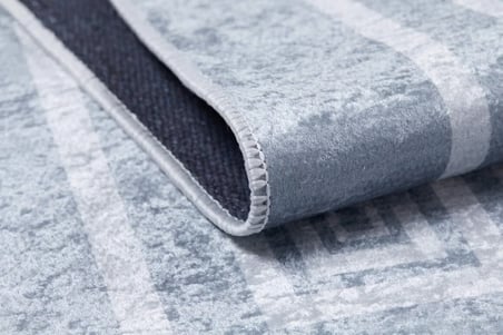 Gri Geometrik Desenli Modern Eskitme Salon Halısı Koridor Vintage