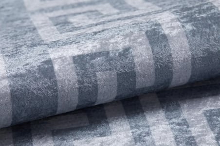 Gri Geometrik Desenli Modern Eskitme Salon Halısı Koridor Vintage