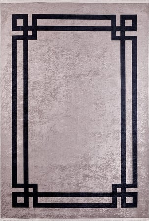 Gri Geometrik Desenli Kaymaz Taban Dijital Baskı Halı Koridor