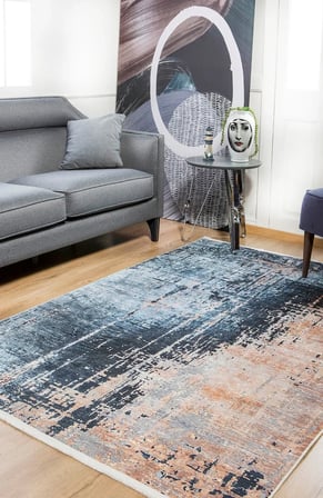 Antrasit Gri Soyut Dijital Baskı Kaymaz Taban Salon Halısı Koridor
