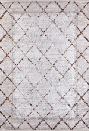 Gri Salon Halısı Geometrik Modern Eskitme Dijital Baskı Koridor Tipi