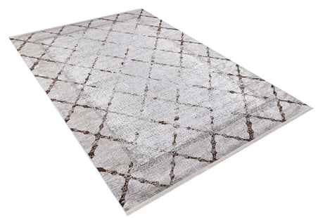 Gri Salon Halısı Geometrik Modern Eskitme Dijital Baskı Koridor Tipi