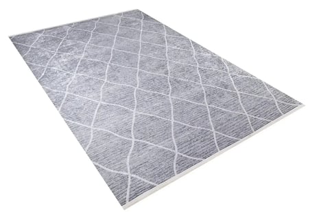 Modern Geometrik Desenli Gri Açık Gri Dijital Baskı Salon Halısı
