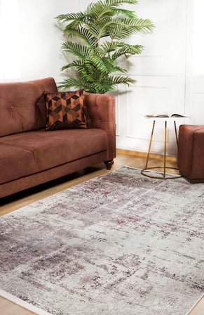 Gri Soyut Eskitme Desenli Dijital Baskı Salon Halısı Koridor Modern