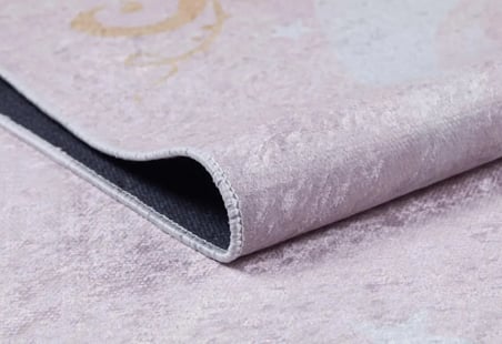 Pudra Pembe Yıkanabilir Kaymaz Tabanlı Geometrik Çocuk Odası Halısı