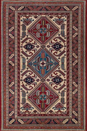 Bordo Krem Etnik Geometrik Salon Halısı Dijital Baskı Koridor