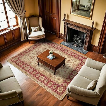 Bordo Klasik Çiçek Desenli Kaymaz Taban Salon Halısı Koridor